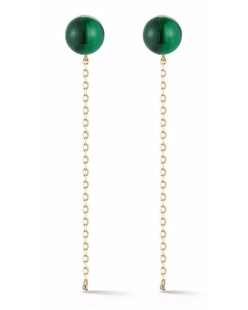 MATEO 14kt Gelbgoldohrstecker mit Malachit Gold