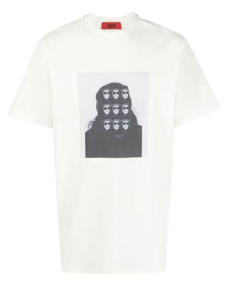 FourTwoFour on Fairfax T-Shirt mit grafischem Print - Nude Nude