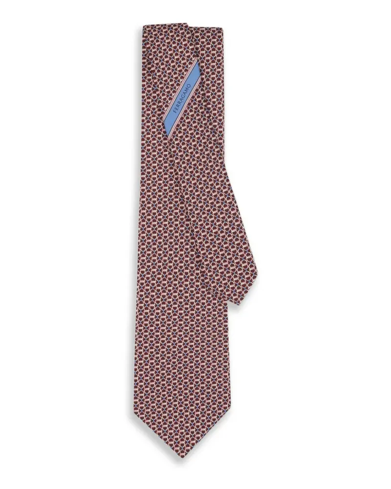 Ferragamo Seidenkrawatte mit Gancini-Print - Rot Rot