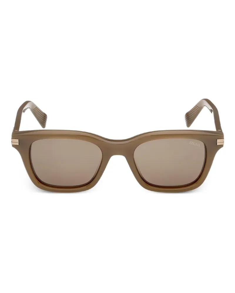 Ermenegildo Zegna Sonnenbrille mit eckigem Gestell - Grün Grün