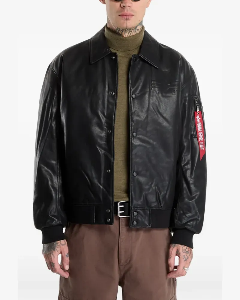Alpha Industries logo-embossed bomber jacket - Schwarz Schwarz