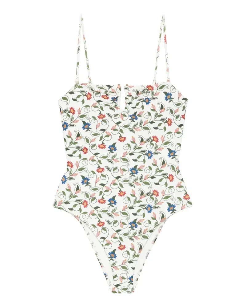 FARM Rio Badeanzug mit Blumenprint - Weiß Weiß