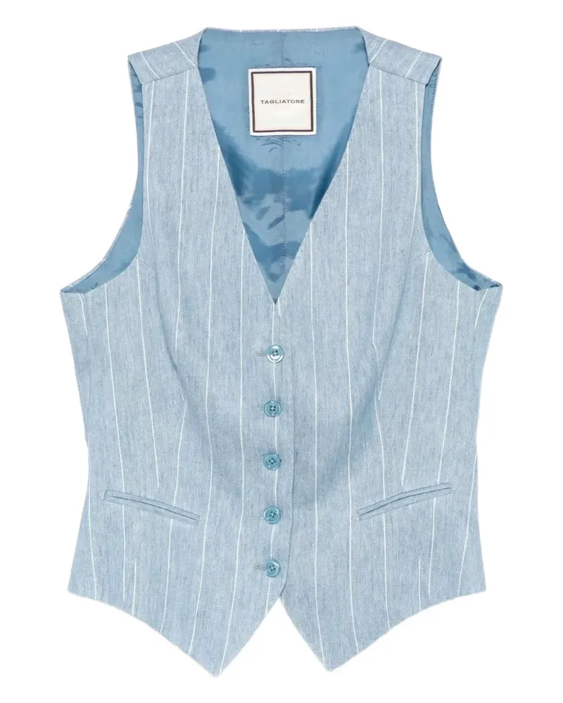 Tagliatore Weste aus Leinen - Blau Blau