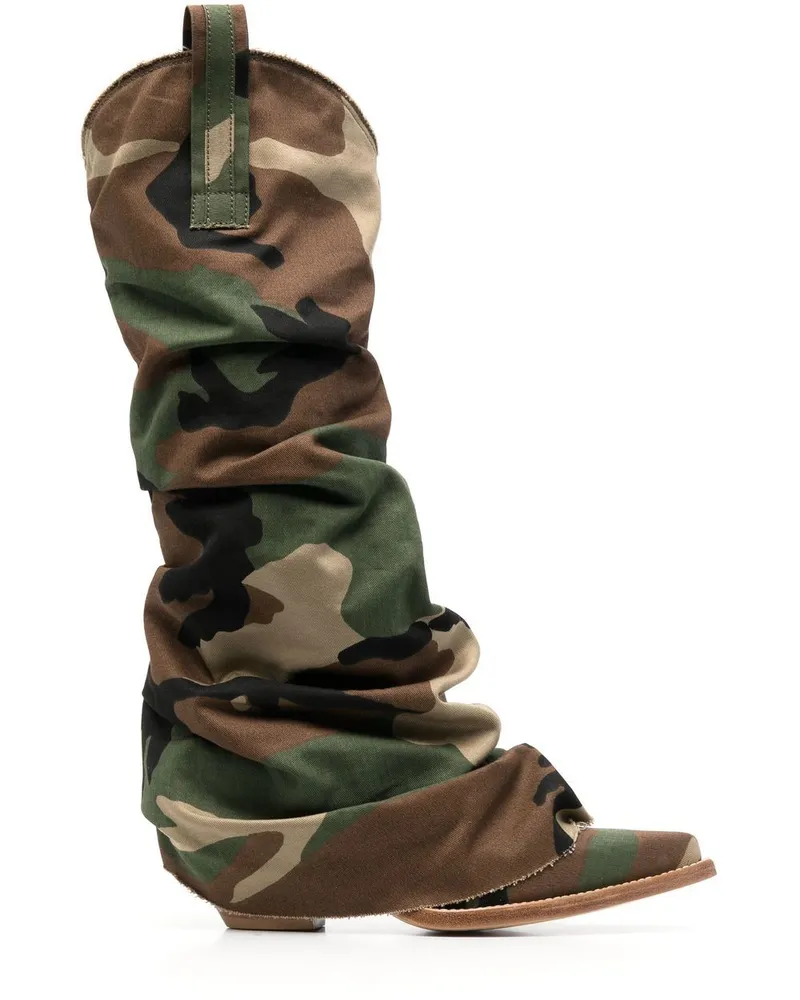 R13 Stiefel mit Camouflage-Print 55mm - Braun Braun