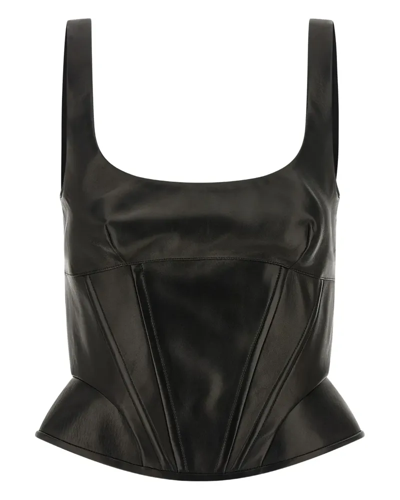 Ermanno Scervino Peplos Bustier-Top aus Leder - Schwarz Schwarz