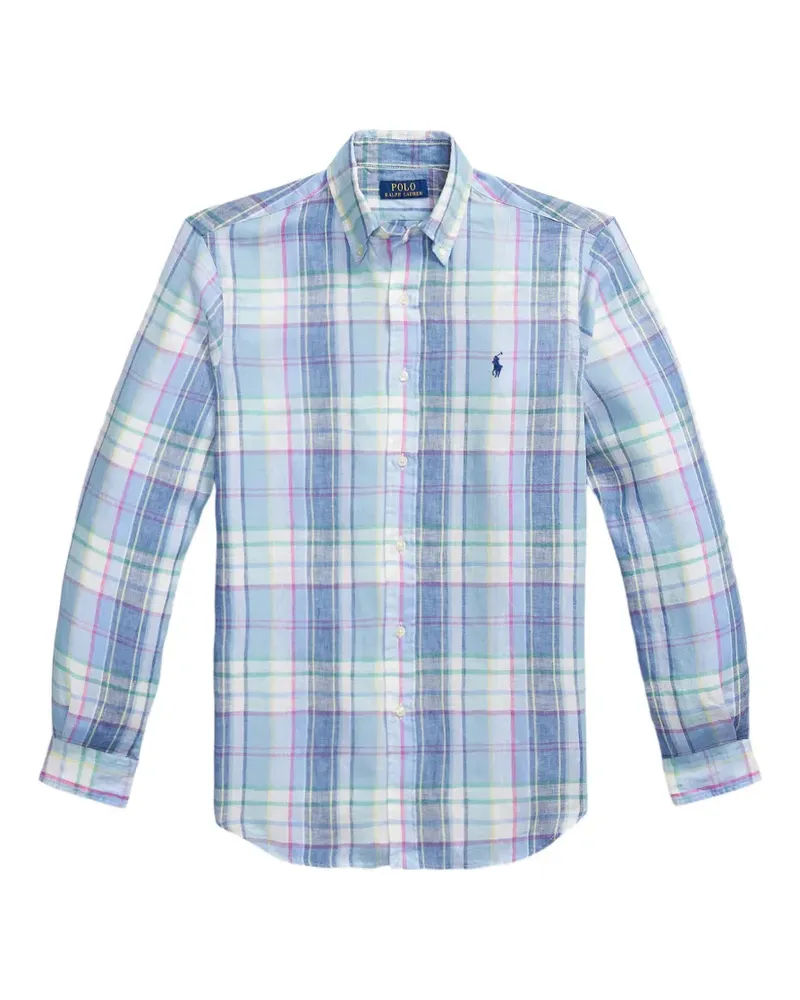 Ralph Lauren Kariertes Leinenhemd - Blau Blau