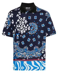 Just Cavalli Poloshirt mit Bandana-Print Blau