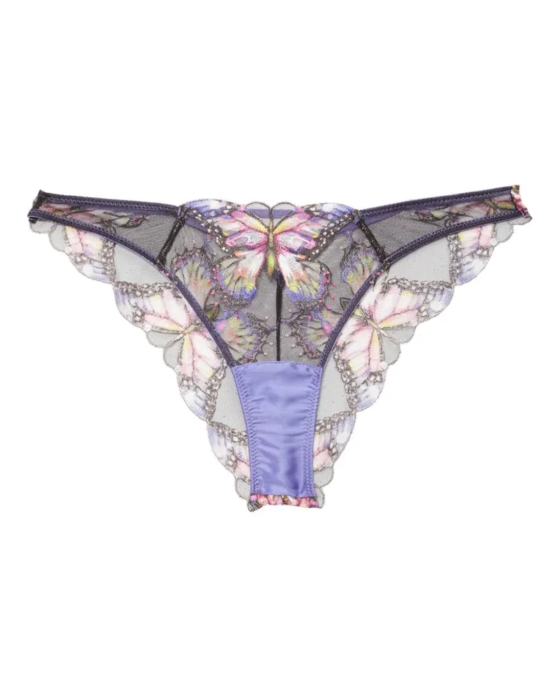 Fleur Du Mal Cheeky Slip mit Schmetterlingsstickerei - Violett Violett