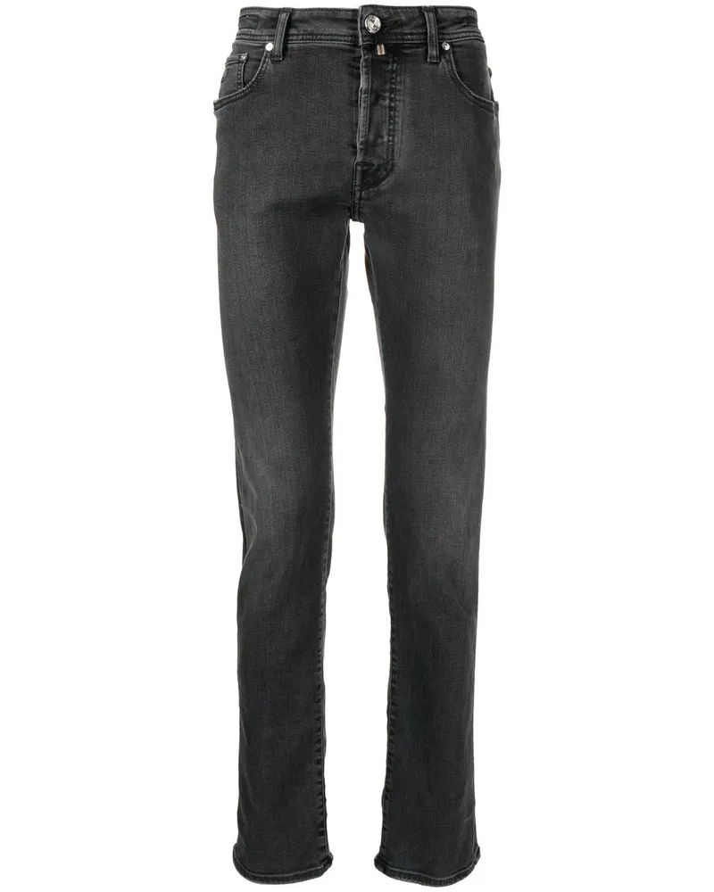Jacob Cohën Halbhohe Slim-Fit-Jeans - Schwarz Schwarz