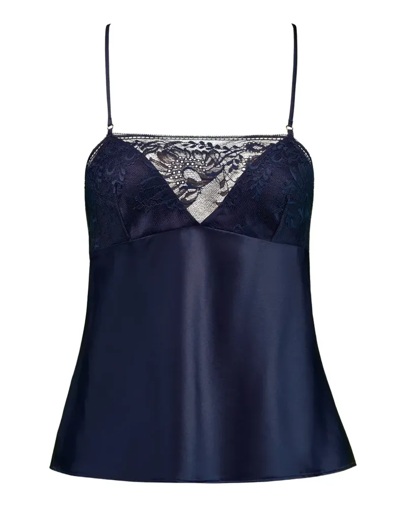 Aubade Midnight Whisper Pyjama-Oberteil mit Spitzenbesatz - Blau Blau