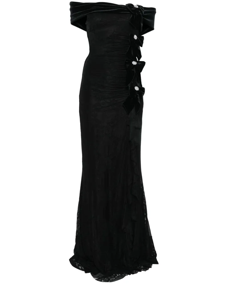 NISSA Maxikleid aus Spitze mit Schleife - Schwarz Schwarz
