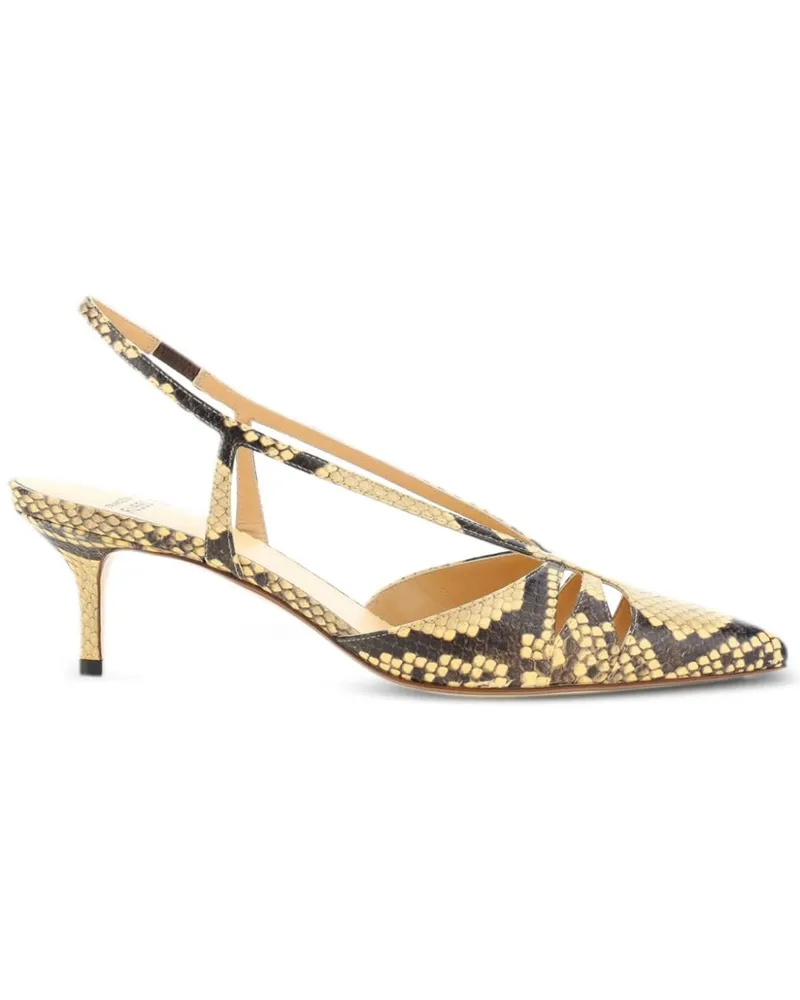 Francesco Russo Slingback-Pumps mit Schlangenleder-Print Nude