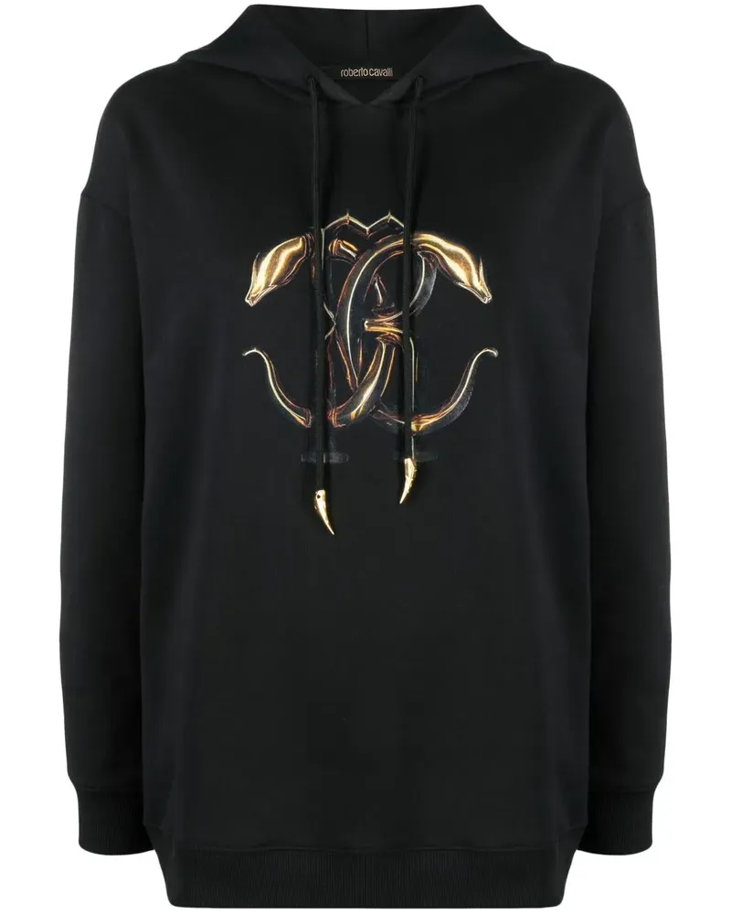 Roberto Cavalli Hoodie mit Monogramm-Print - Schwarz Schwarz