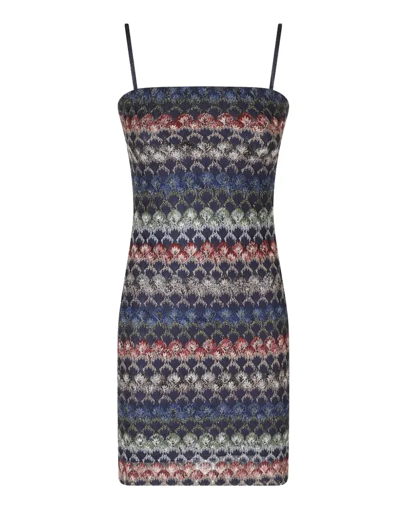 Missoni Minikleid mit Spaghettiträgern und Zickzackmuster - Blau Blau