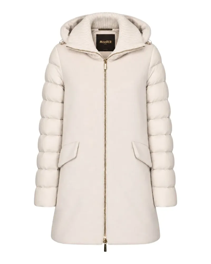 MOORER quilted-sleeve hooded coat - Nude Nude