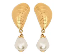Muschel-Ohrclips mit Perle - Gold
