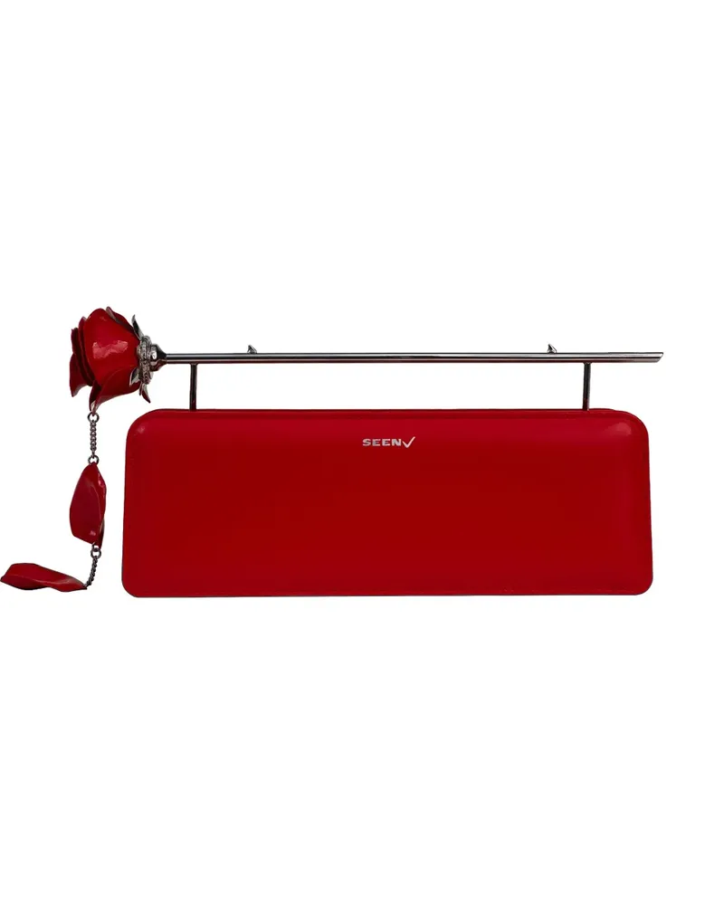 Seen Users Clutch mit Rosendetail - Rot Rot
