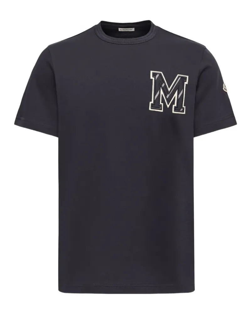 Moncler T-Shirt aus Baumwolljersey mit Monogramm - Blau Blau