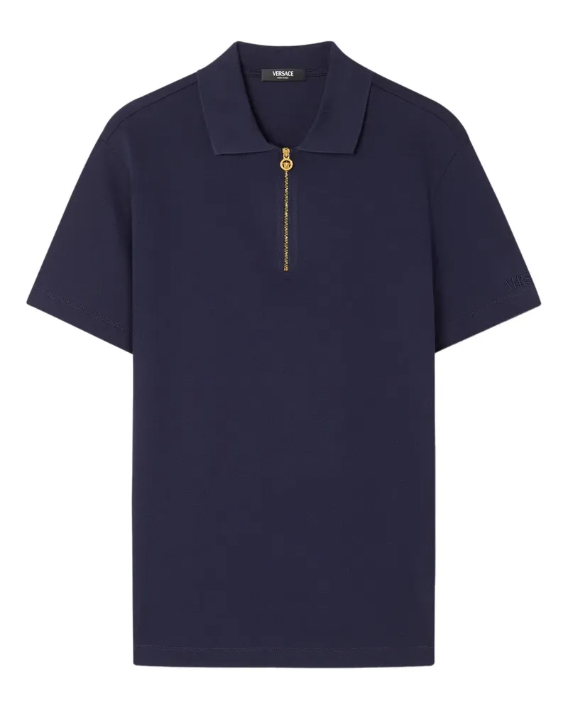 Versace Poloshirt mit Reißverschluss - Blau Blau
