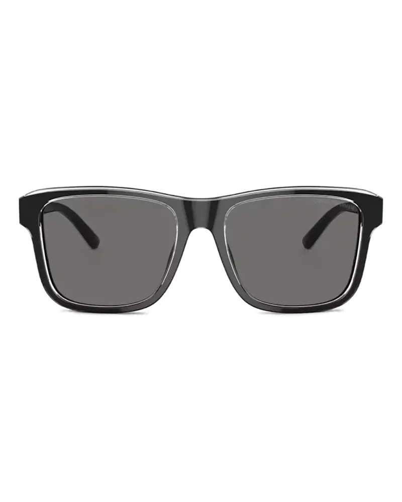 Emporio Armani Sonnenbrille mit eckigem Gestell - Schwarz Schwarz