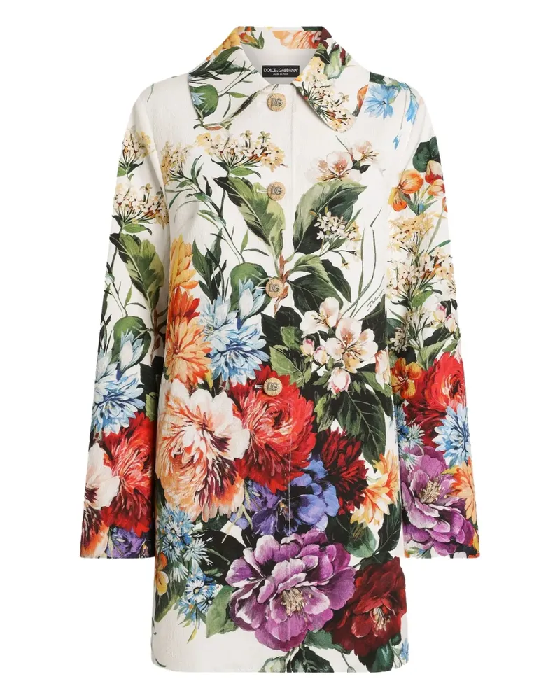 Dolce & Gabbana Mantel mit Blumen-Print - Weiß Weiß