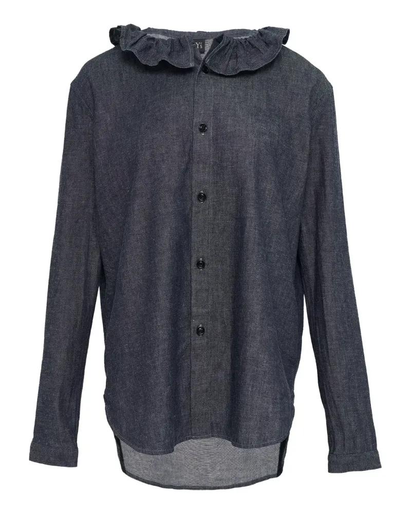Yohji Yamamoto ruffled denim shirt - Blau Blau