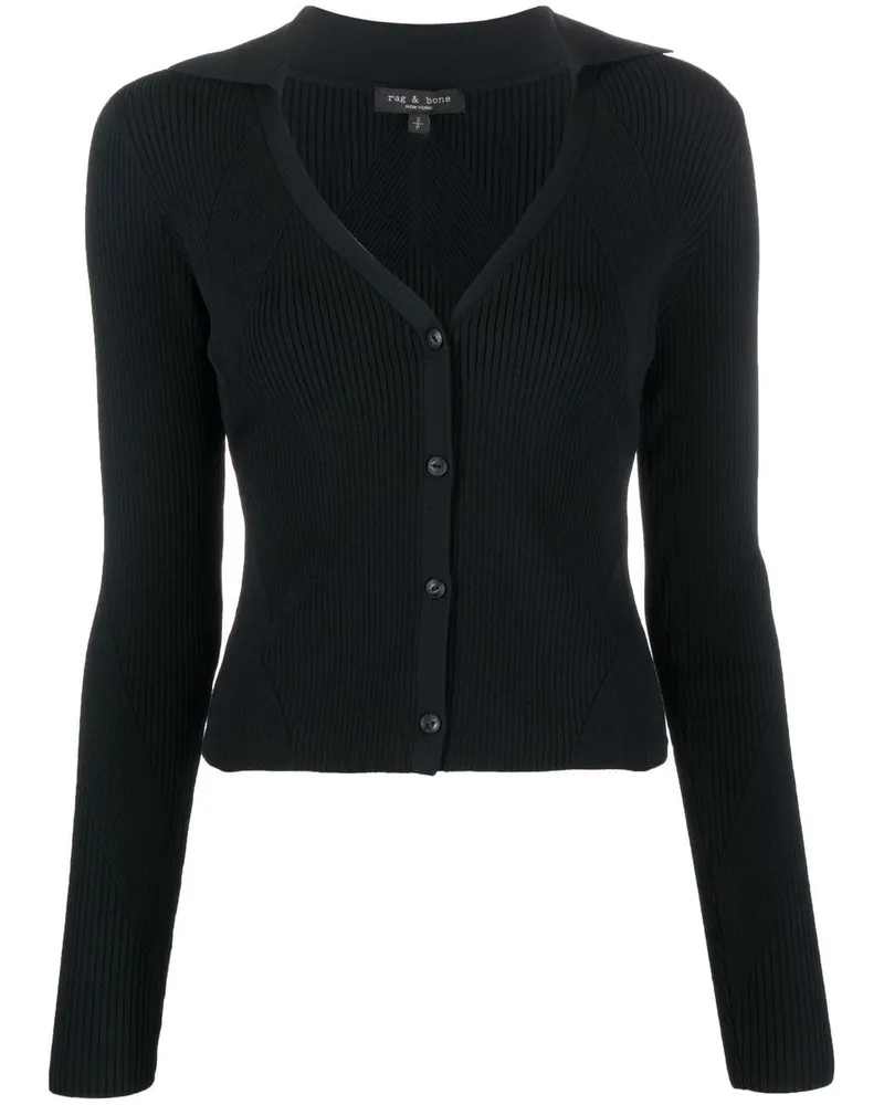 Rag & Bone Gerippter Cardigan Schwarz