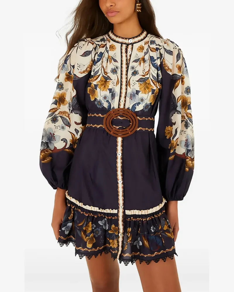 FARM Rio Minikleid mit Blumenprint - Blau Blau