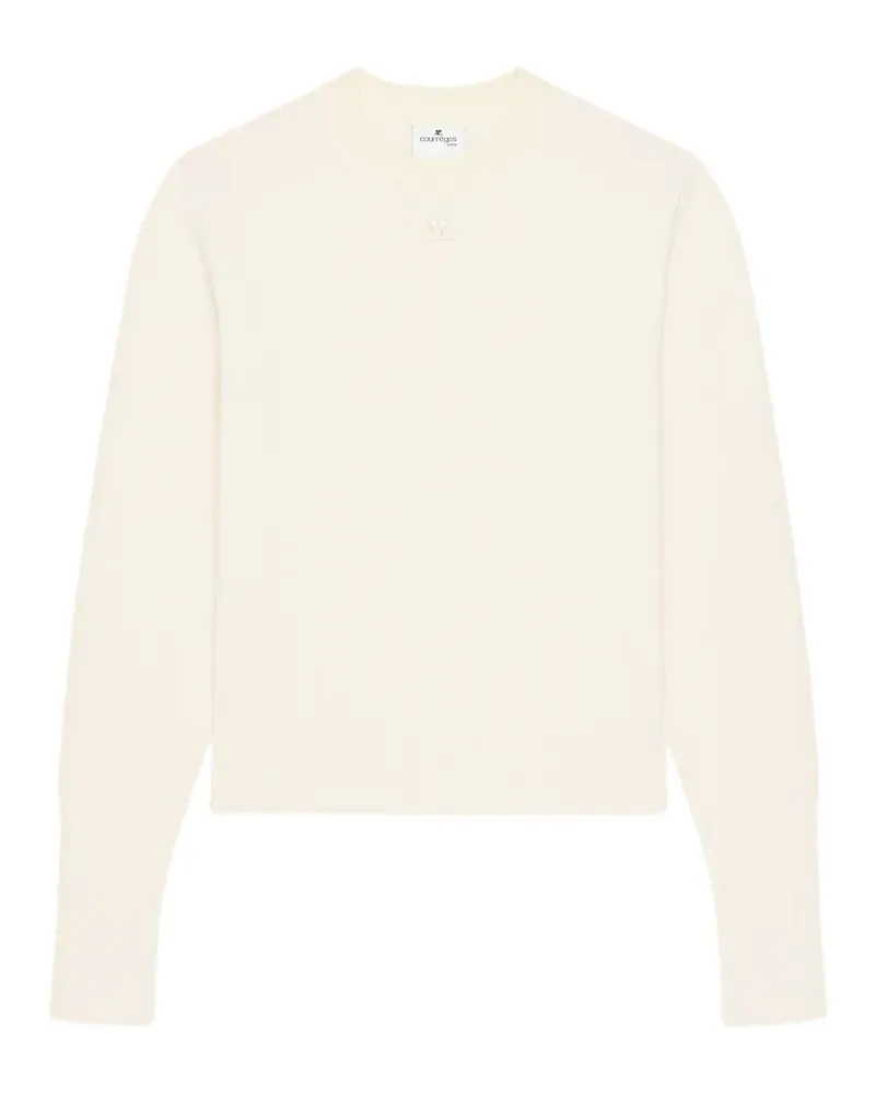 Courrèges Gerippter Pullover mit Logo-Patch - Nude Nude