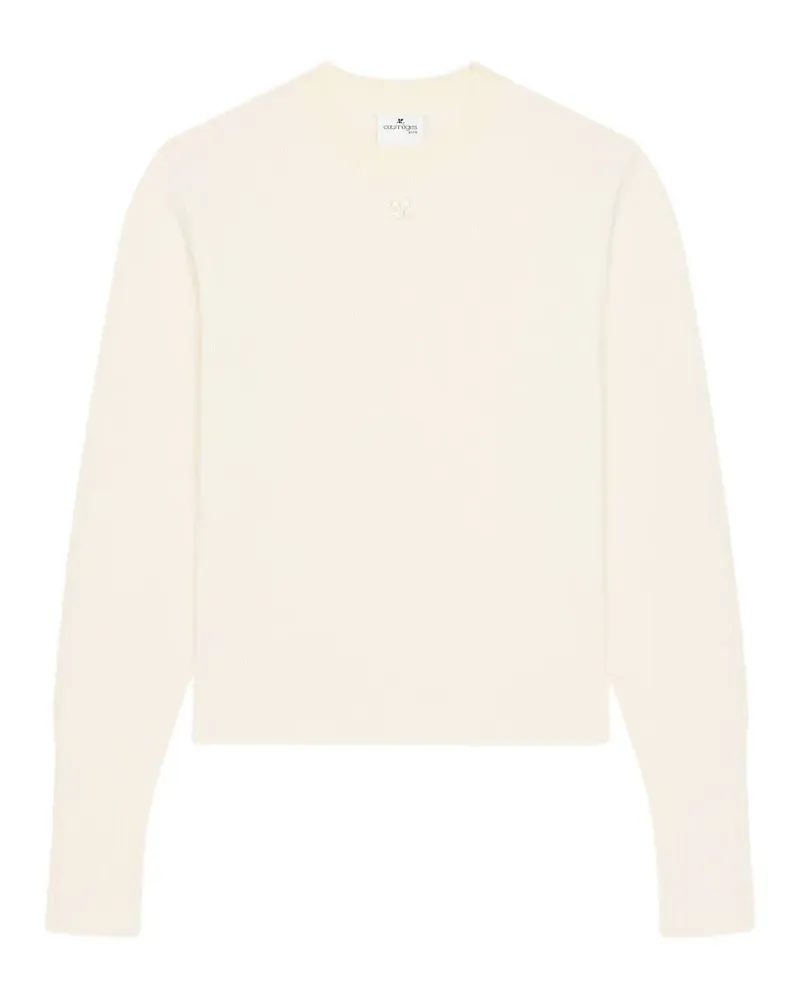 Courrèges Gerippter Pullover mit Logo-Patch - Nude Nude