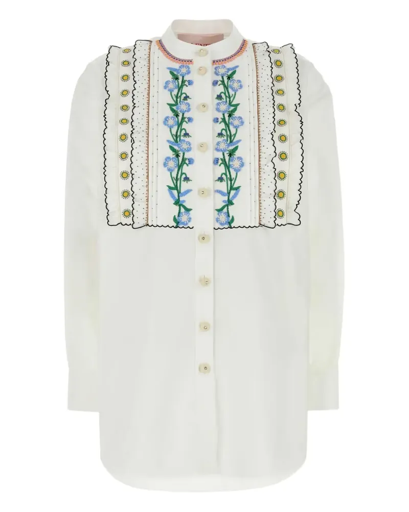 Valentino Garavani floral-embroidered cotton shirt - Weiß Weiß