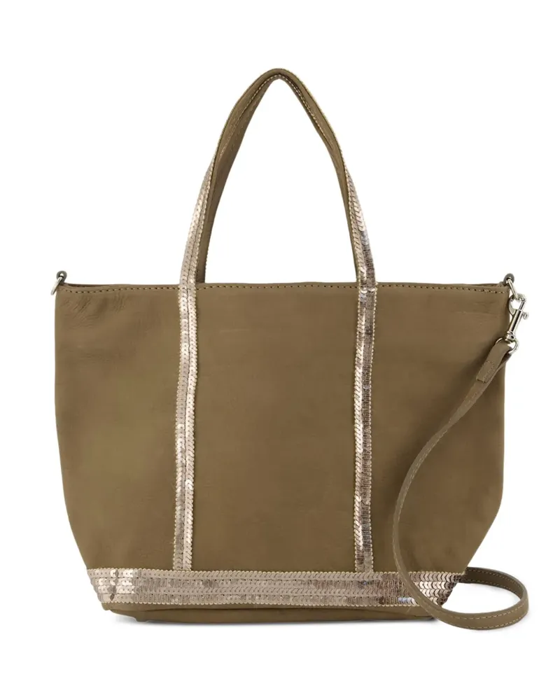 Vanessa Bruno Kleine Cabas Tote Bag aus Leder mit Pailletten - Nude Nude