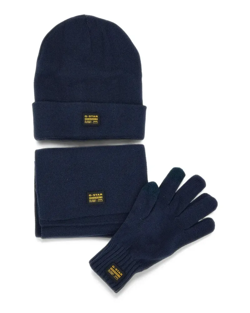 G-STAR RAW Strickzubehör-Set mit Logo-Patch (3er-Set) - Blau Blau