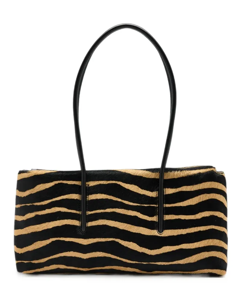 DeMELLIER The Stockholm zebra-print calf hair shoulder bag - Schwarz Schwarz