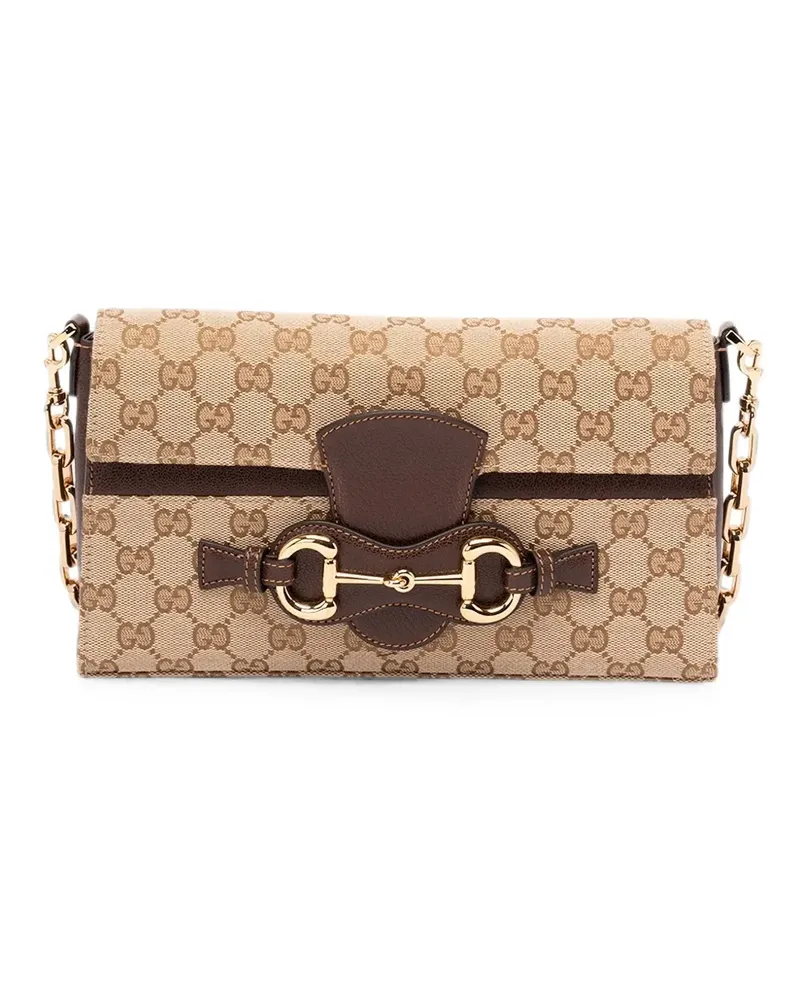 Gucci Mittelgroße Horsebit Ristretto Schultertasche - Nude Nude