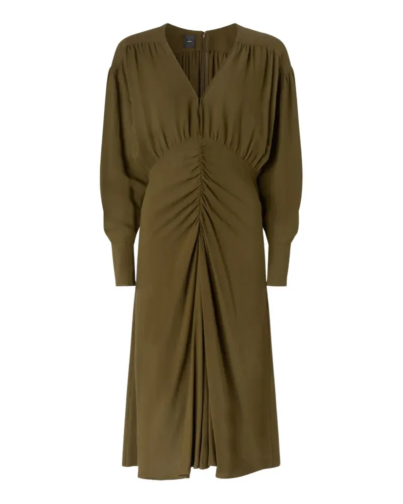 Pinko Gerafftes Midikleid mit V-Ausschnitt - Grün Grün
