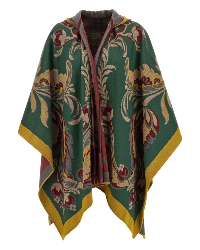 Etro Kapuzen-Cape mit Paisleymuster - Grün Grün