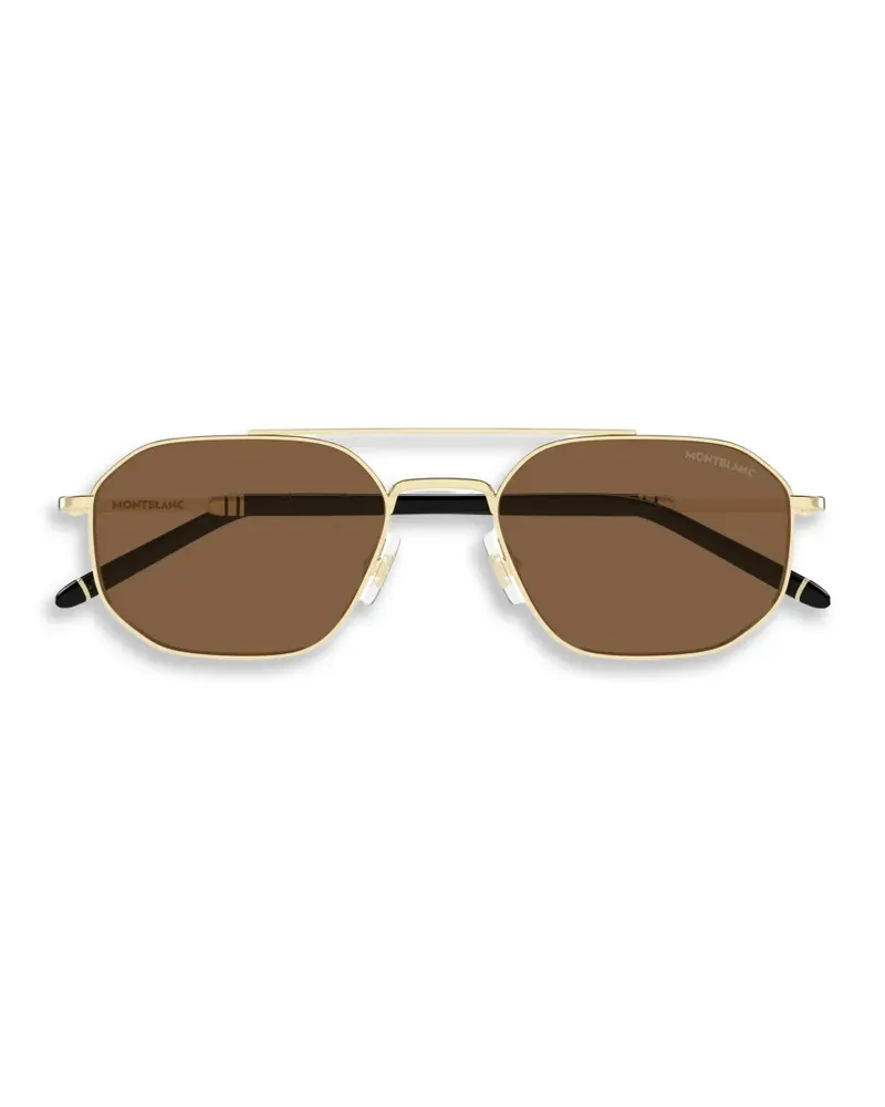 Montblanc geometric-frame double-bridge sunglasses - Gold Gold