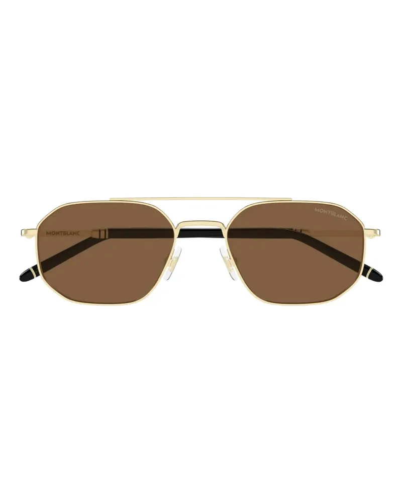 Montblanc geometric-frame double-bridge sunglasses - Gold Gold