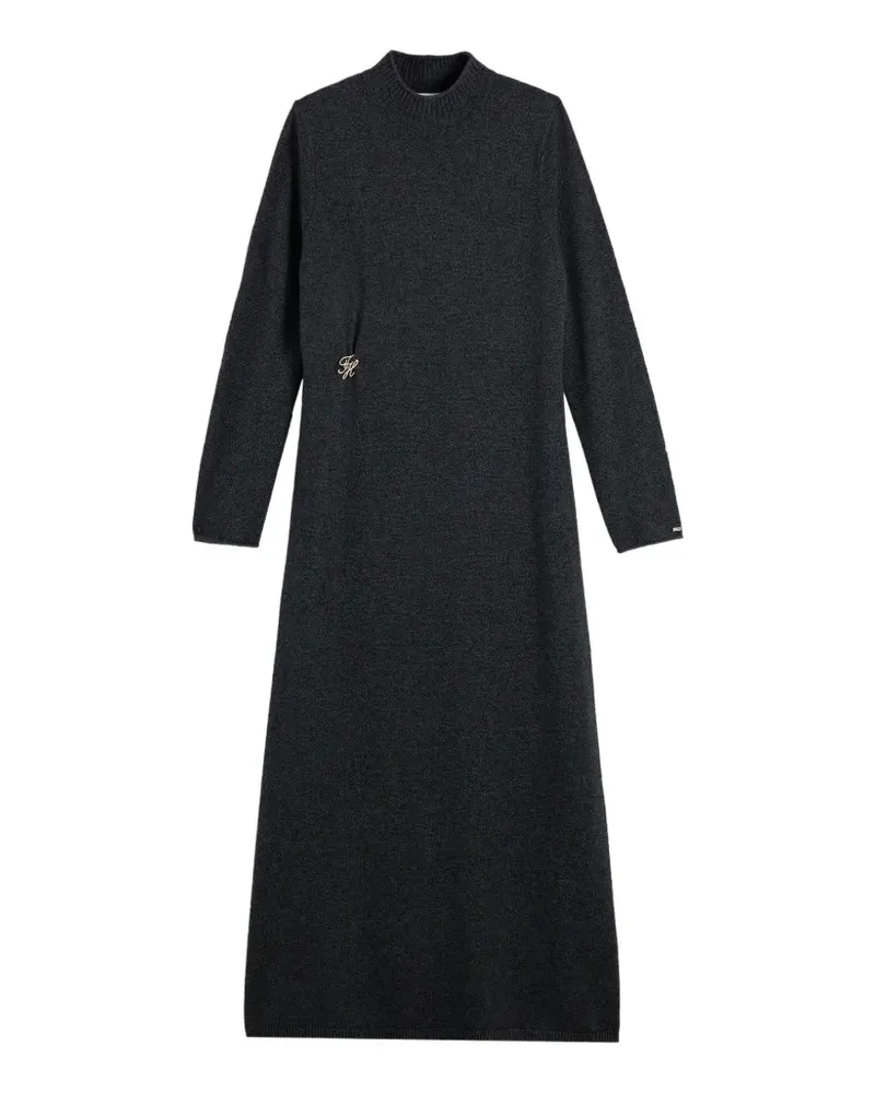 Tommy Hilfiger monogram-plaque high-neck maxi dress - Grau Grau