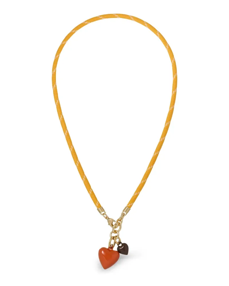 Roxanne Assoulin Happy Cord double-heart pendant necklace - Gelb Gelb