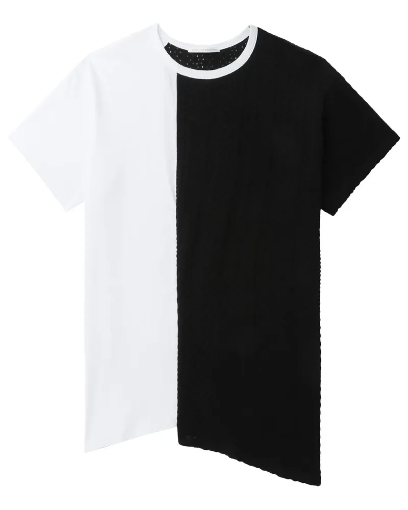 Yohji Yamamoto Zweifarbiges T-Shirt - Schwarz Schwarz