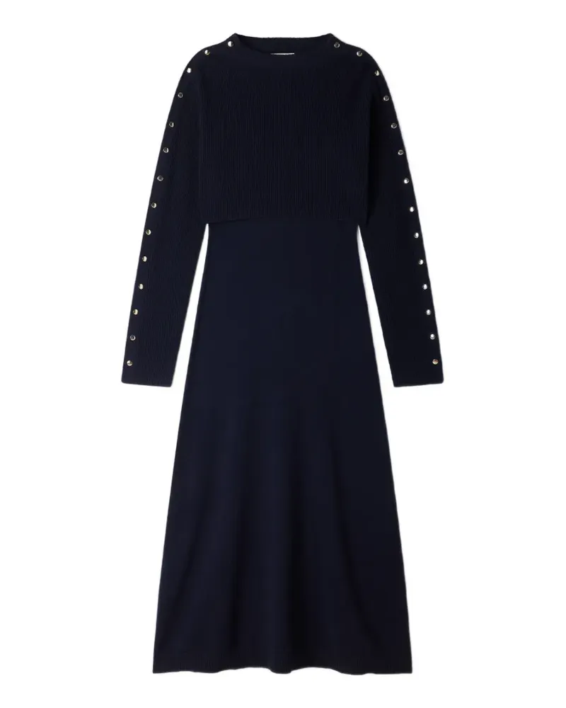 Sandro Gestricktes Midikleid mit Nietenverzierung und Layered-Effekt - Blau Blau