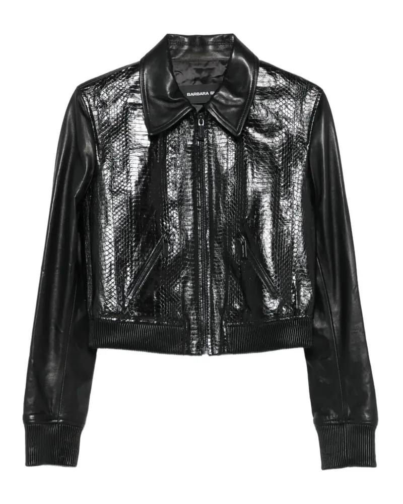 Barbara Bui Lederjacke mit Schlangen-Effekt - Schwarz Schwarz