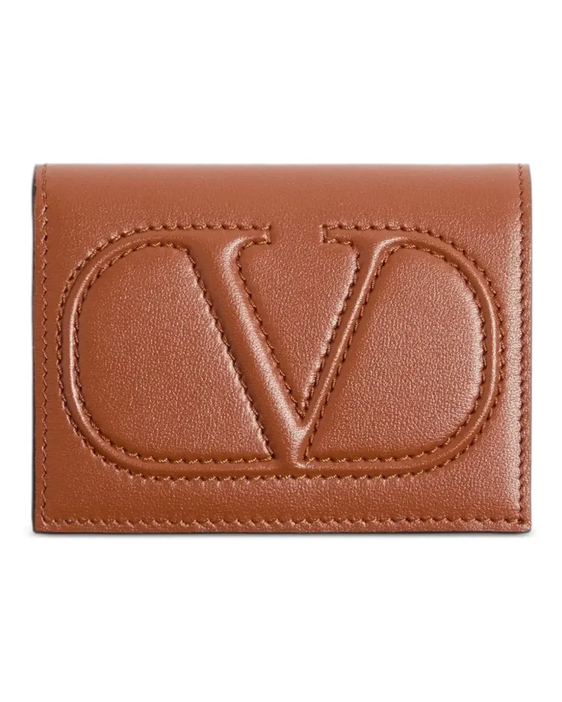 Valentino Garavani small Vlogo wallet in calfskin - Braun Braun