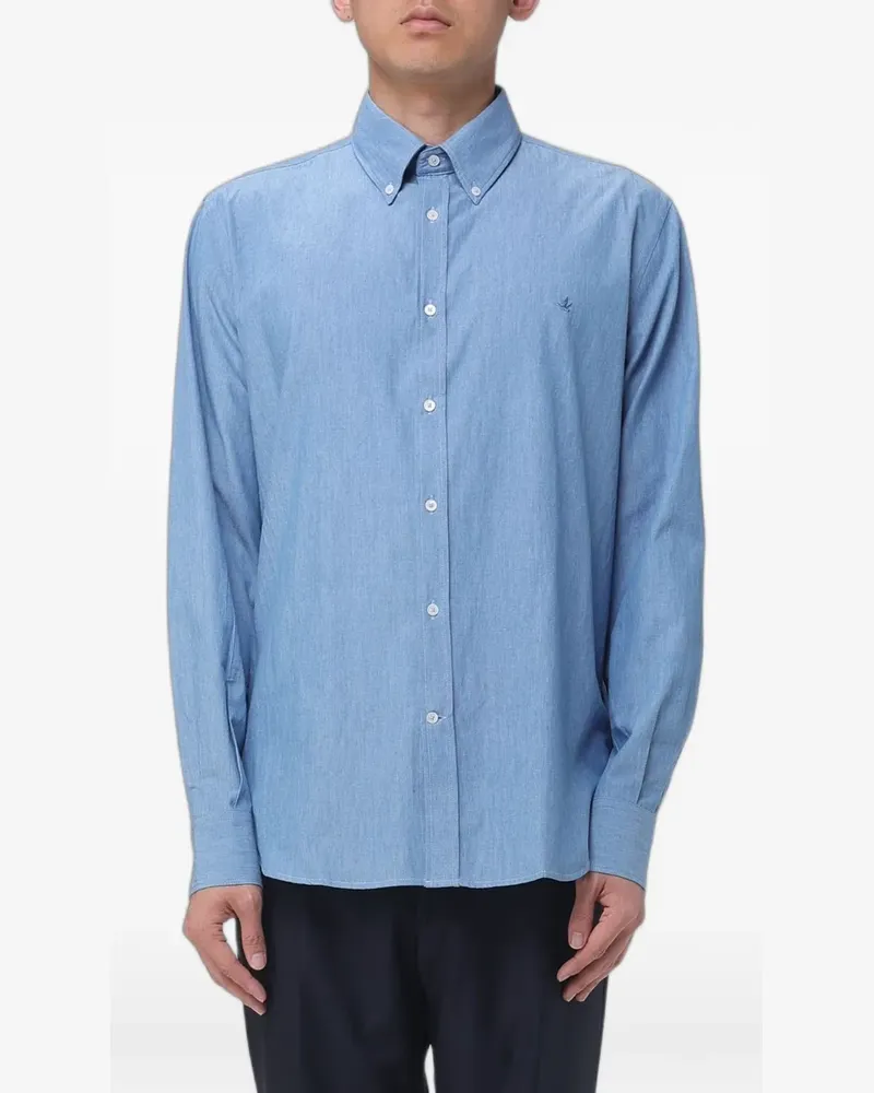 Brooksfield button-down embroidered-logo shirt - Blau Blau