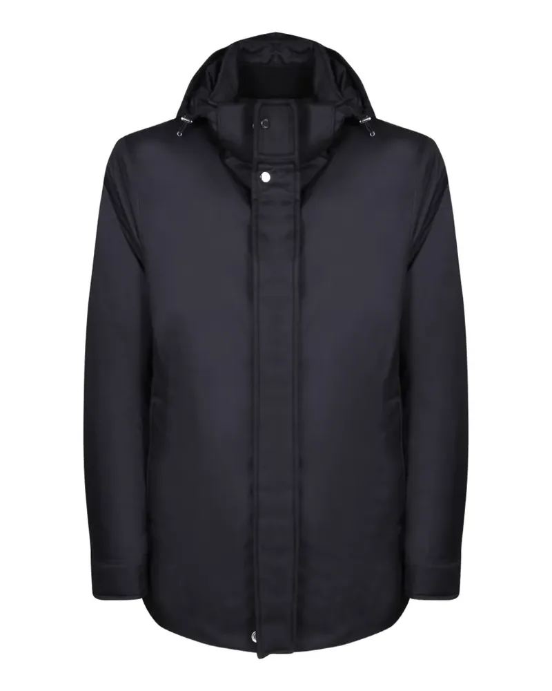 MOORER Kapuzenjacke mit verdecktem Verschluss - Blau Blau