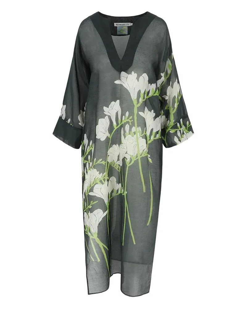 BERNADETTE Kaftankleid mit Blumen-Print - Blau Blau