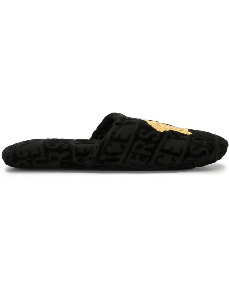Versace Frottee-Pantoffeln mit Medusa - Schwarz Schwarz