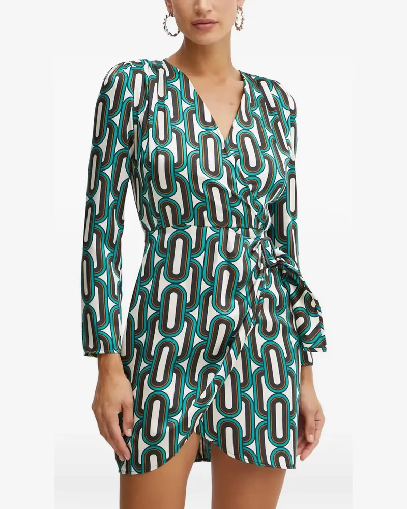 Morgan geometric-print wrap mini dress - Weiß Weiß